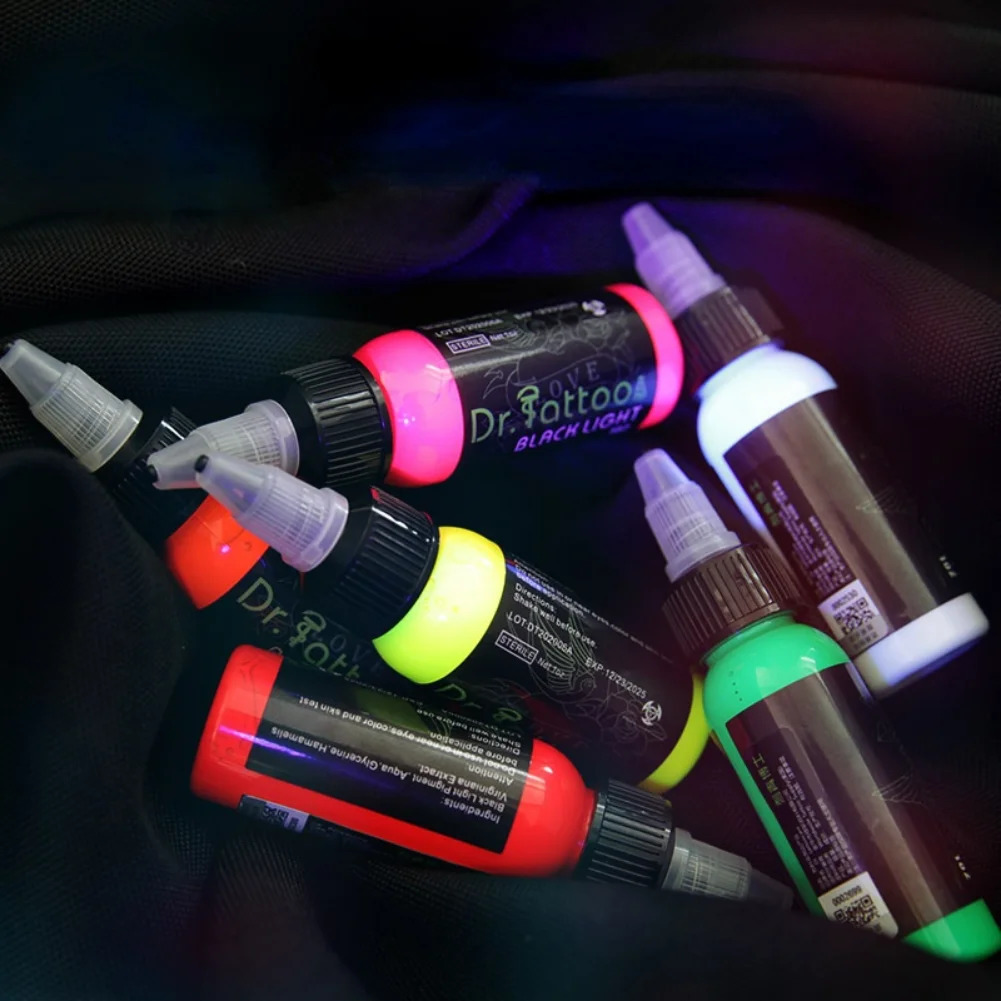 15/30ML high-quality fluorescent tattoo ink professional anent makeup body microbeads easy to color purple light pigment 240705