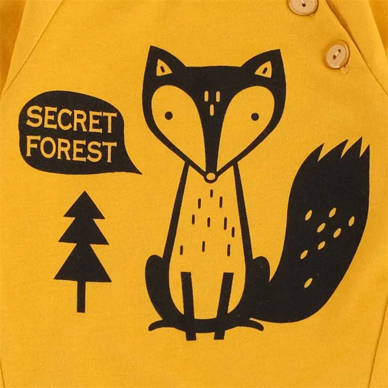 Clothing Sets 0-24M Baby Boys Autumn Winter Clothes Set Toddler Long Sleeve Fox Printed Tops Sweatshirt Pants Beanie Hat 3Pc Baby Outfits R240708