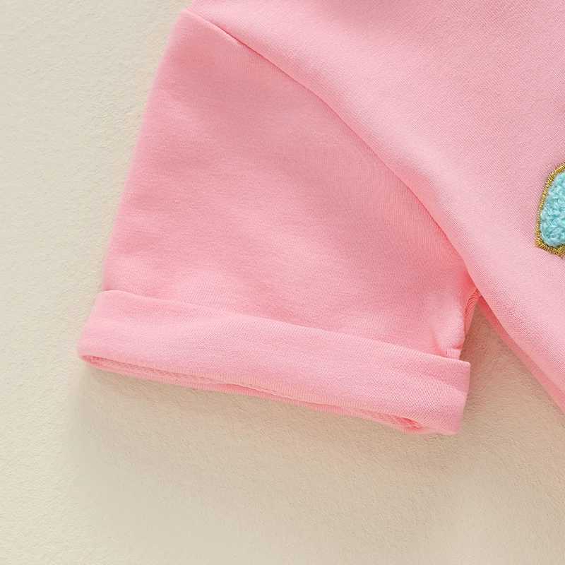 Clothing Sets 2024-04-25 Lioraitiin Baby Girls Shorts Set Short Sleeve Embroidery Letters T-shirt with Elastic Waist Shorts Summer Outfit R240708