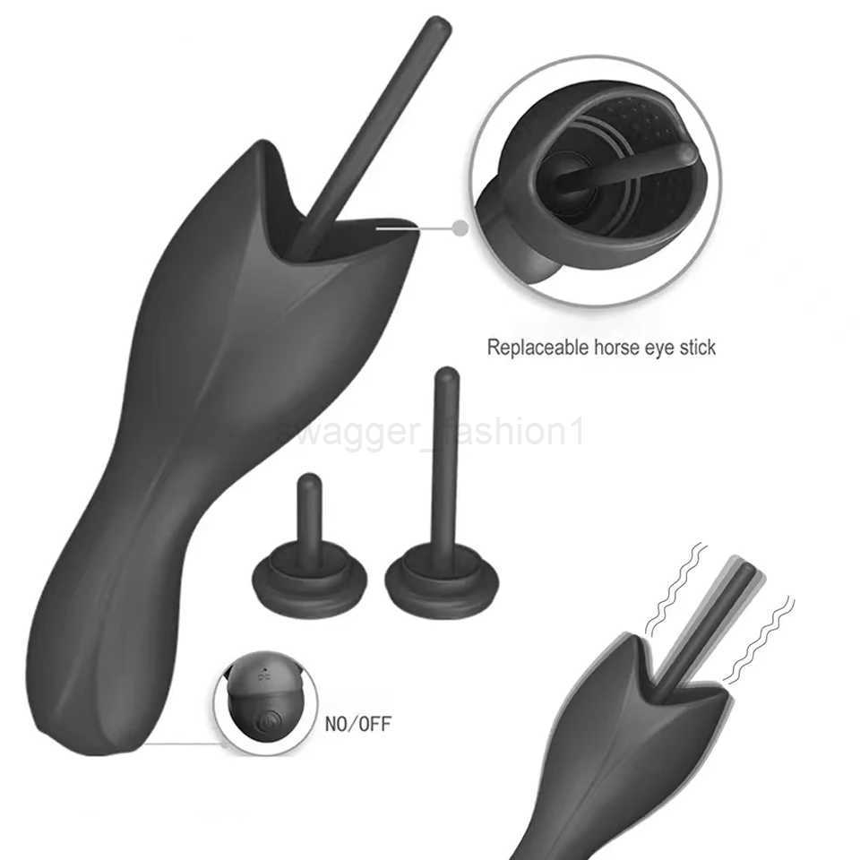 Male Penis Vibrator Glans Massager Urethra Plug Horse Eye Stimulation Silicone SM Adult sexes Toys for Men Masturbation CupB240708