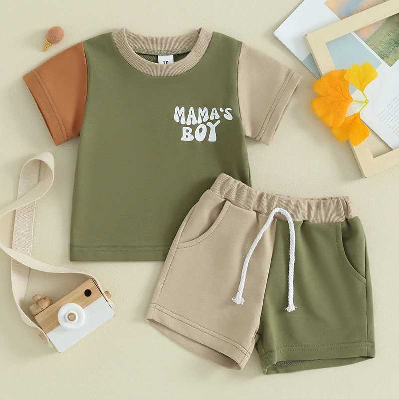 Clothing Sets 2023-12-29 Lioraitiin 0-3Y Toddler Baby Boys Girls Summer Outfits Short Sleeve Contrast Color Tops and Pocket Shorts ClothesSet R240708