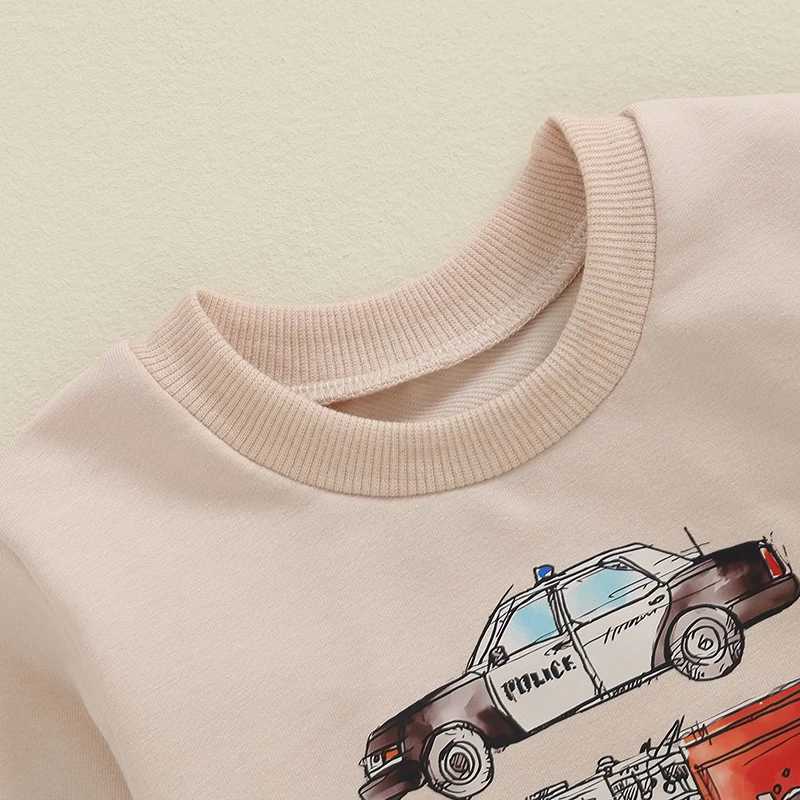 Clothing Sets 0-4Y Little Boys Spring Fall Pant Outfits Vehicles Print Long Sleeve Pullover Tops Sweatshirt Pants Sets Toddler Tracksuits R240708