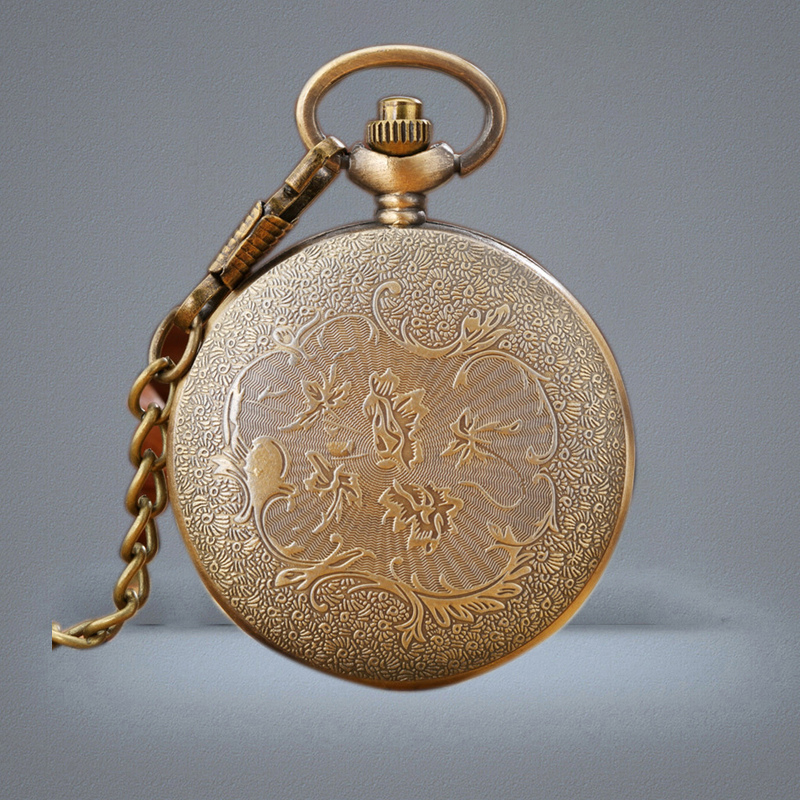 Steampunk Antique Hollow Out DAD Father Watch Men039s Quartz Analog Pocket Watches Necklace Pendant Chain Gift