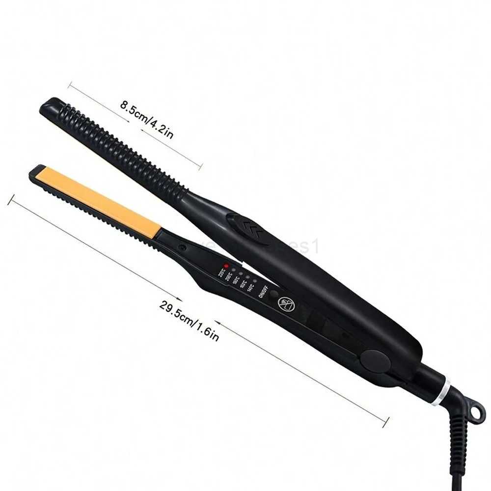 Mini Hair Curler Pencil Flat Iron For Short Hair 2 In 1 Thinnest Narrow Plate Hair Straightener Dual VoltageM240708