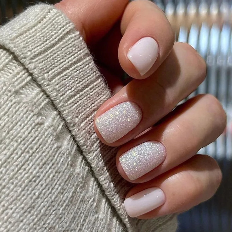 24pcs Gradient Acrylic False Nail Art Long Ballet Wearing False Nail Head Full Cover Detachable French False Nail 240705