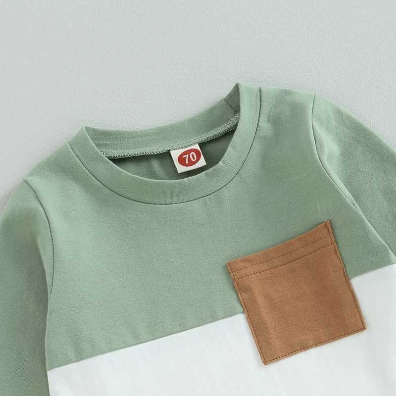 Clothing Sets 2023-06-05 Lioraitiin 0-3Years Toddler Boys 2PCS Fall Clothing Sets Long Sleeve Contrast Color Tops Drstring Pants Sets