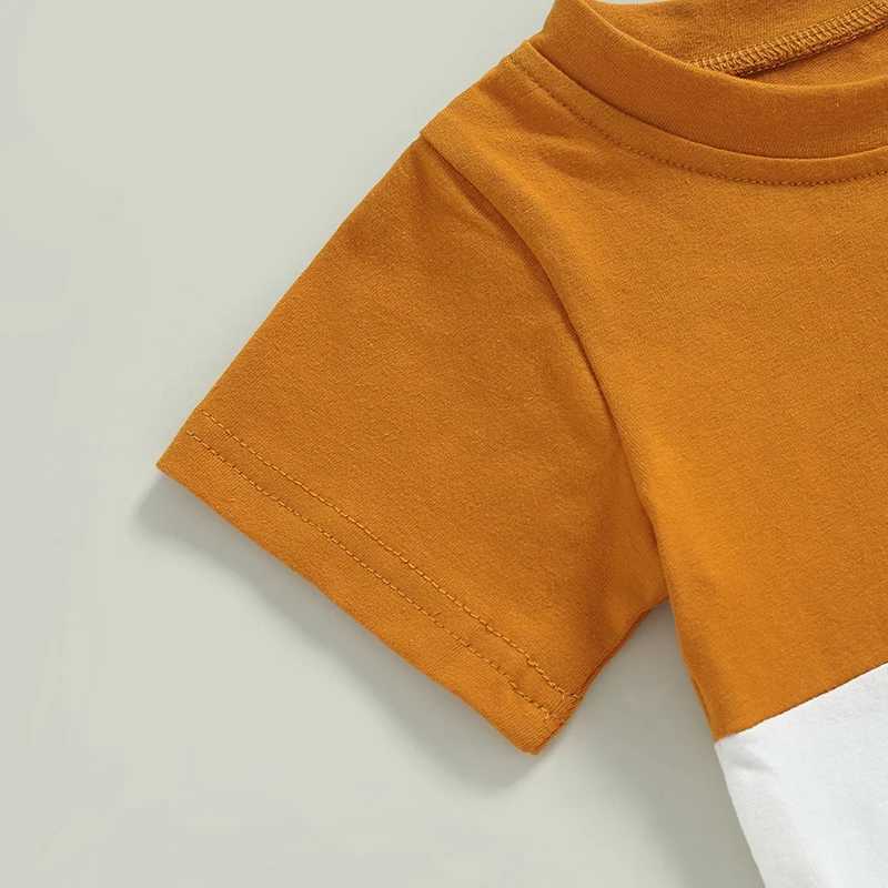 Clothing Sets 2023-02-27 Lioraitiin 0-3Years Baby Boys 2Pcs Summer Shorts Set Short Sleeve Patchwork T-shirt with Elastic Waist Shorts R240708