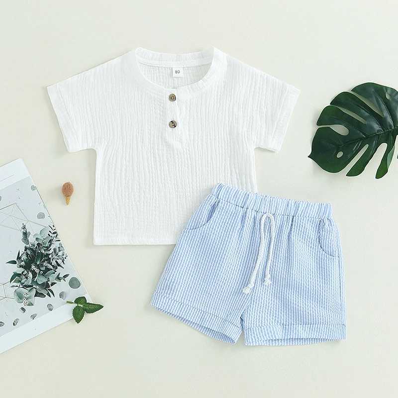 Clothing Sets Toddler Baby Boys 2PCS Casual Summer Clothes Sets Solid Color Short Sleeve Button Tops and Drstring Shorts Sets