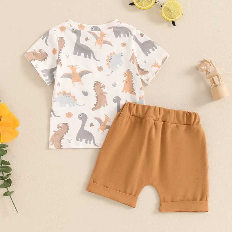 Clothing Sets Toddler Boys Summer Outfits Dinosaur Car Print Short Sleeve T-Shirts Tops Elastic Waist Shorts 2Pcs Boys Clothes Set