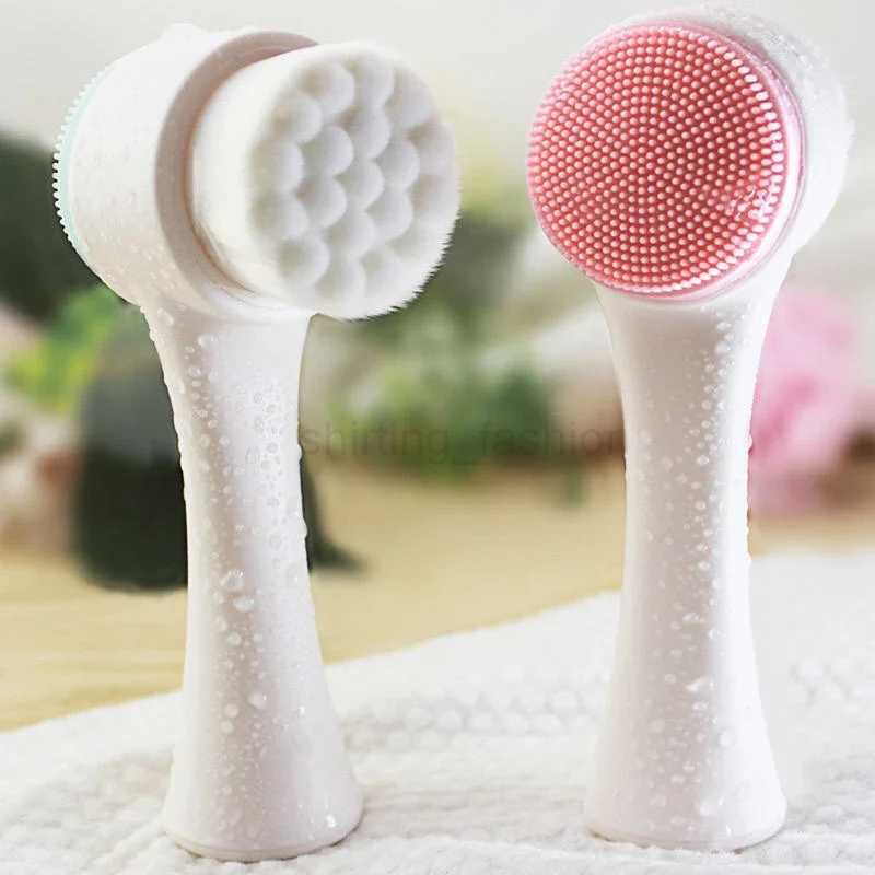 Silicone Face Cleansing Brush Double-Sided Facial Cleanser Blackhead Removal Product Pore Cleaner Exfoliator Face Scrub BrushCL240708