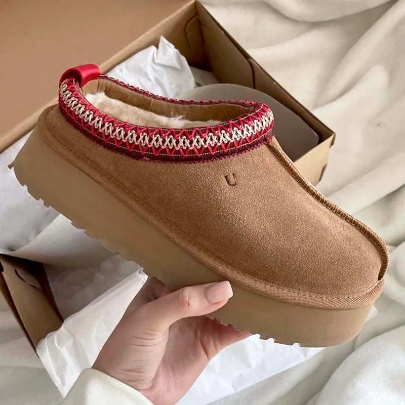 Avec Box Tazz Slippers Womens Tasman Fur Slides Classic Mustard Seed Ultra Mini Platform Boot Slip-On Les Petites en daim Sceau de laine d'hiver