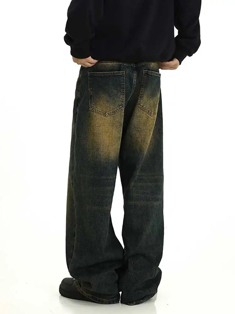 REDDACHiC Plus Size Green Wash Baggy Jeans Men Adjust-waist Wide Leg Casual Pants Vintage Y2k Trousers Biker Moto Streetwear 240701
