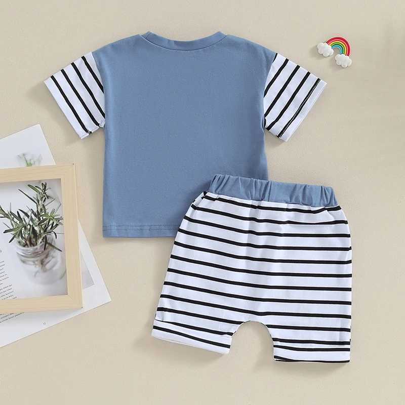 Clothing Sets 2023-11-04 Lioraitiin 0-3Y Newborn Baby Boy Shorts Set Summer Clothes Short Sleeve Crew Neck T-shirt with Striped Shorts Outfit