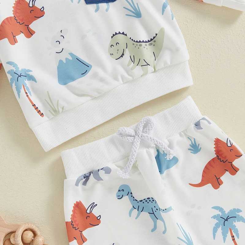 Clothing Sets Kids Boys Dinosaur Pant Outfits Long Sleeve Pullover Sweatshirt with Sweatpants sets Toddler Clothes 2024 New Autumn R240708