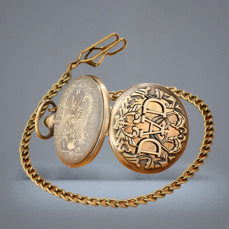 Steampunk Antique Hollow Out DAD Father Watch Men039s Quartz Analog Pocket Watches Necklace Pendant Chain Gift