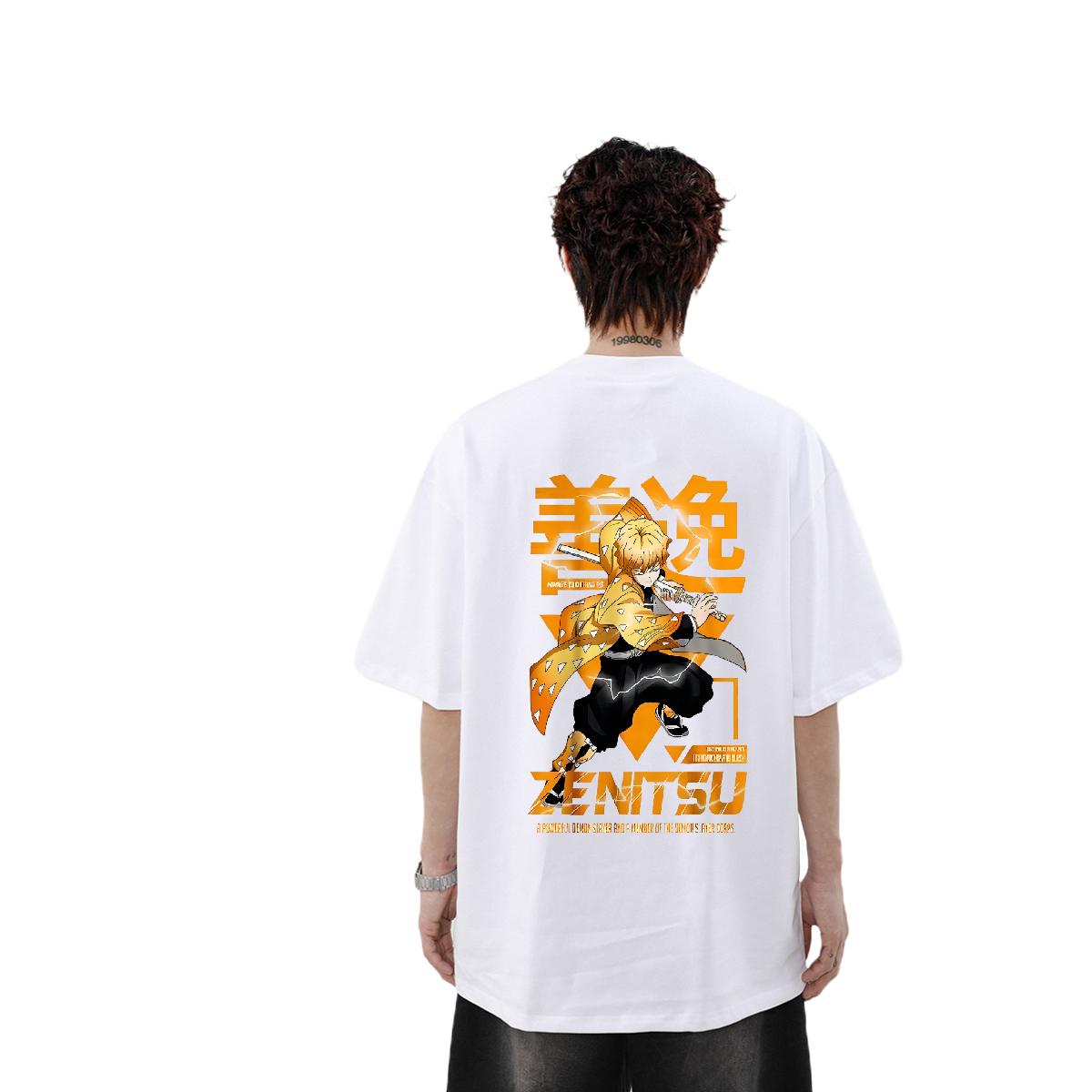 New White Cotton Loose Fit Hip Hop Short Sleeve O-Neck T-shirt for Men and Women