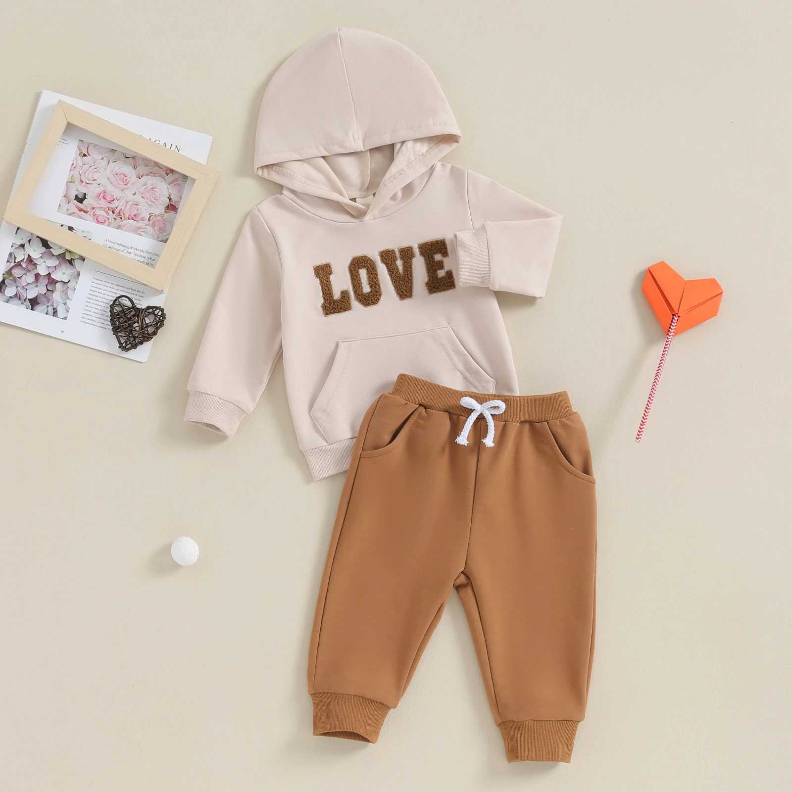 Clothing Sets Pudcoco Infant Baby Girl Boy 2Pcs Spring Outfits Long Sleeve Letter Embroidery Hoodie Trousers Set Toddler Warm Clothes 0-3T R240708