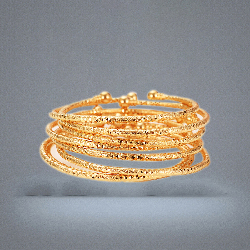 Can Open Fashion Dubai Bangle Jewelry solid Fine Yellow Gold Filled Dubai Bracelet for girl student daughter Africa Arab Items