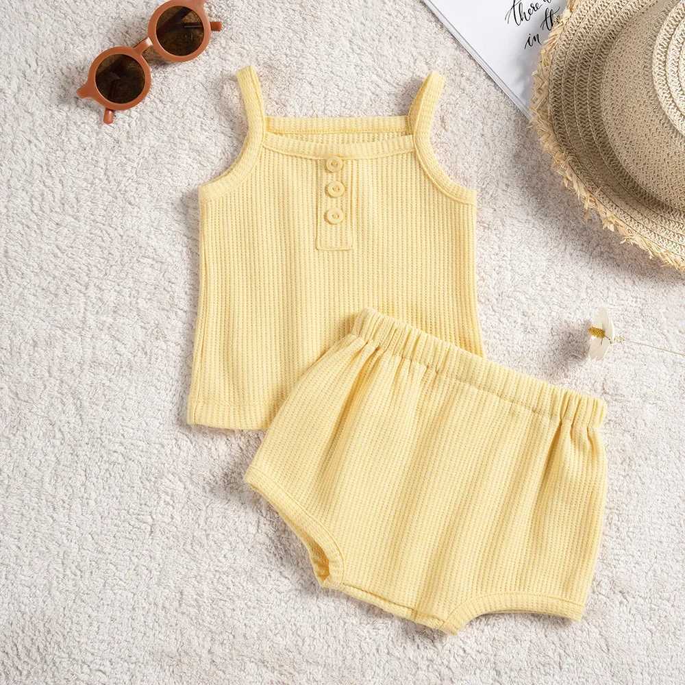Clothing Sets Baby Clothes Sets Summer Toddler Girl Strap Suits Cotton Solid Baby Boy Tops Tee and Shorts Infant Tracksuit Newborn Sets R240708