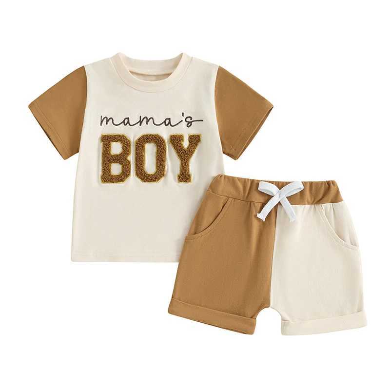 Clothing Sets Pudcoco 2Pcs Baby Boy Summer Outfits Short Sleeve Embroidery T-Shirt + Contrast Color Shorts Set Toddler Clothes 0-3T R240708