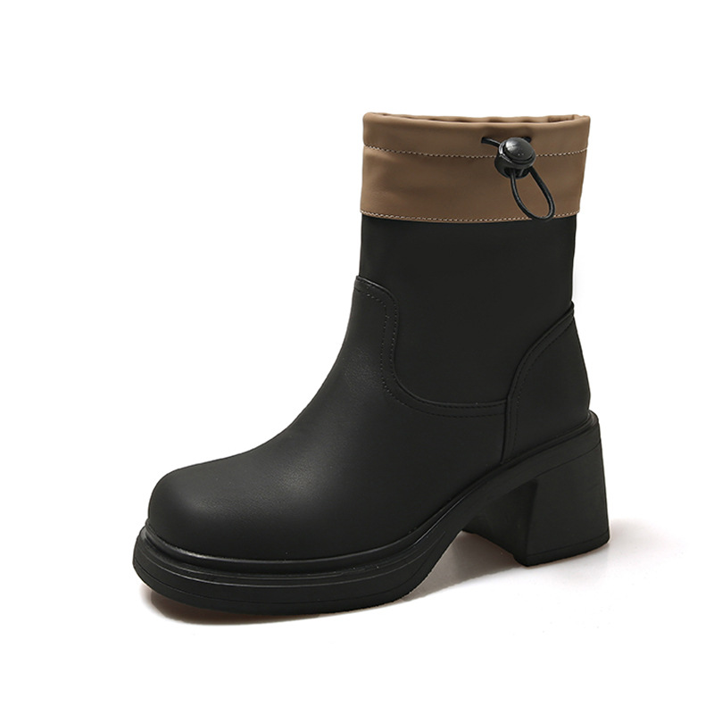 Designer Shoes In Black And White Women's Boots Autumn Winter Splicing Fashionable Wear Minimalist Style Comfortable Triple Kahki Free Shipping