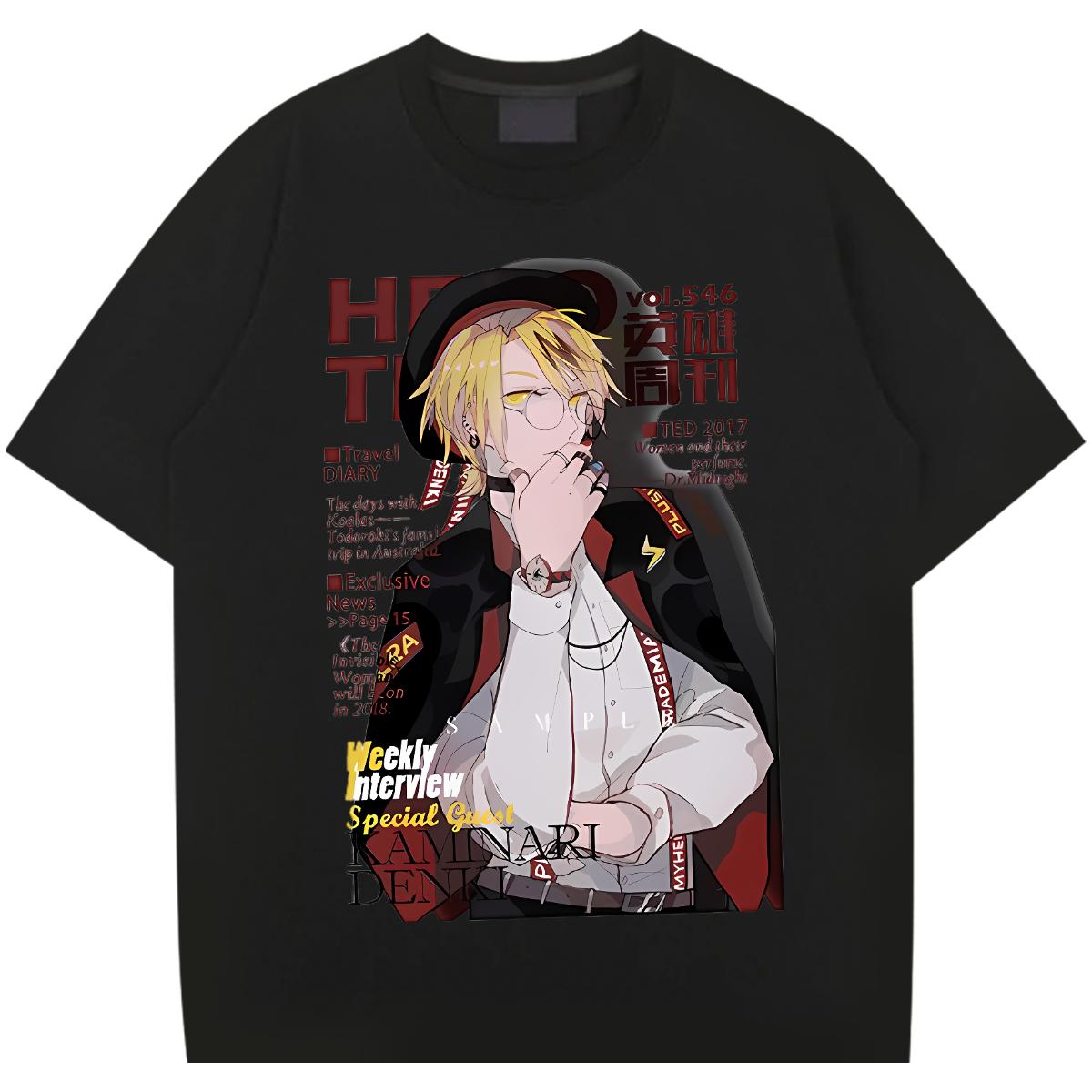 Fashion New T shirt Anime Summer Casual Mens Tshirts Crew Neck Cotton Breathable Loose
