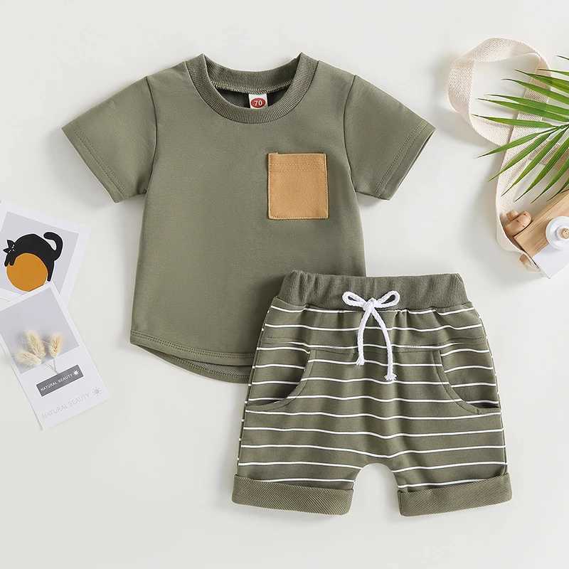 Clothing Sets Newborn Boys Clothing Sets Summer Soft Cotton T-shirts+Striped Elasctic Shorts Kids Clothes Casual Clothing Sets for Toddler