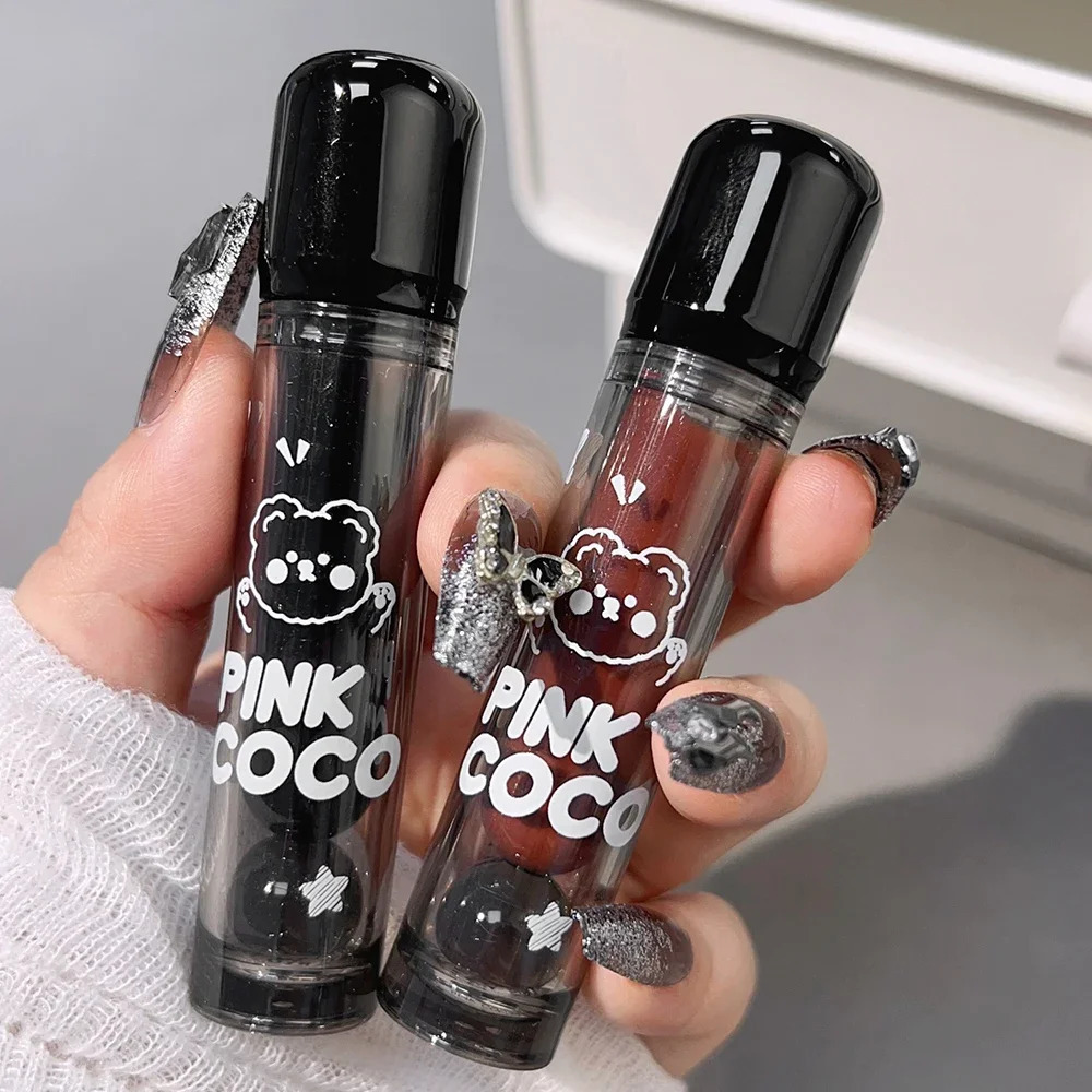 Dark red brown mirror lipstick gloss non stick cup high pigment red liquid lipstick makeup 240705