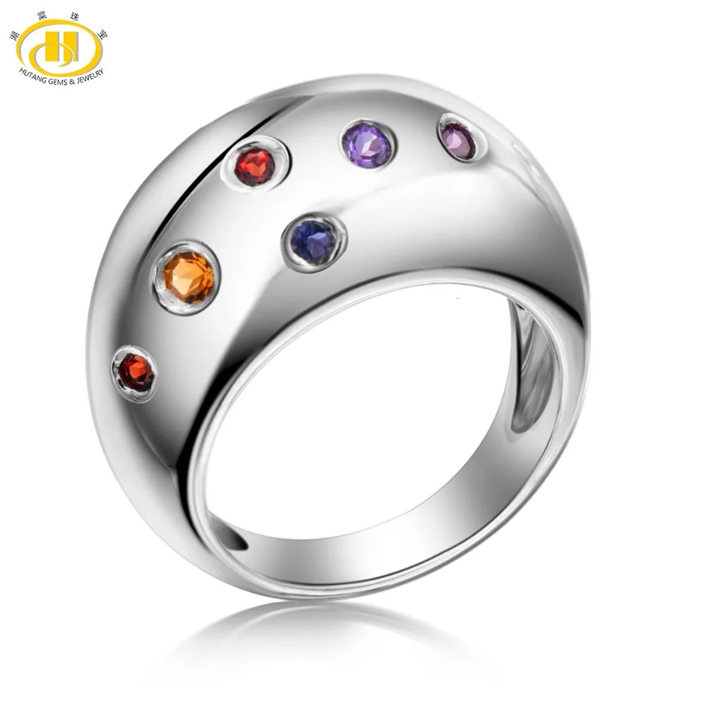 Stock Clearance Multi-color Gemstones Rings Citrine Amethyst Garnet Solid 925 Sterling Silver Ring Fine Elegant Classic Jewelry 240626