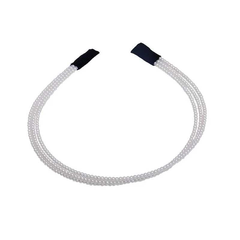 Headbands New Multi-layered Silver Pearl Thin Headband Hair Hoops for Women Shiny Vintage Grey Steel Little Pearl Chain Hairband Head Wrap