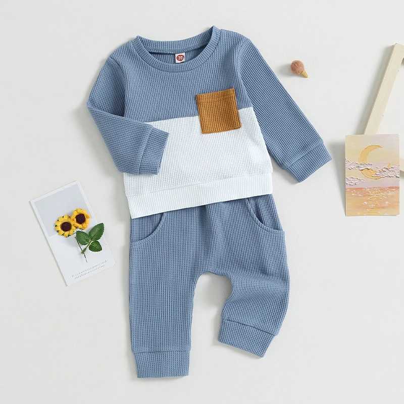 Clothing Sets 0-3Y Baby Boys Autumn Outfits Toddler Long Sleeve Pocket Pullover Tops Sweatshirts Pants Kids Boys Clothes Sets Tracksuits R240708