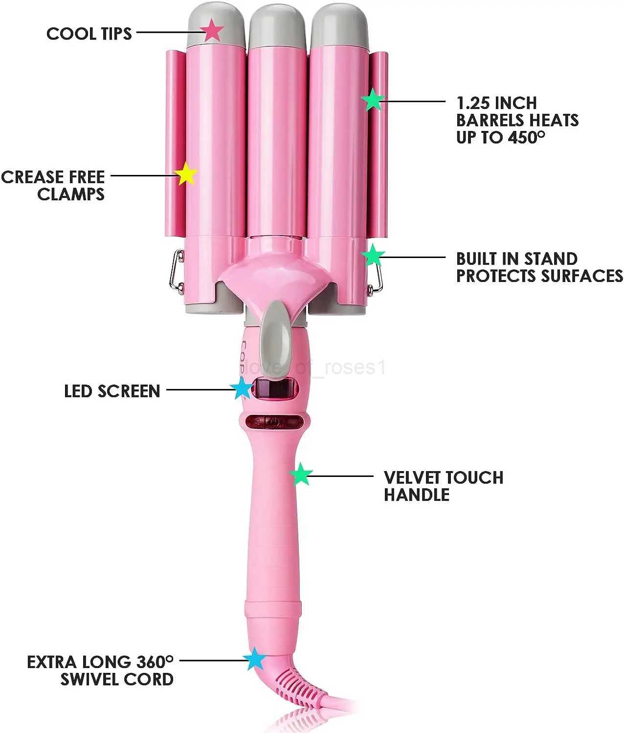 3 Barrel Hair Curlers 32mm Beach Waves LCD Curling Iron Curling Wand for Long Hair with Temperature LED Indicator Styling ToolsZ240709