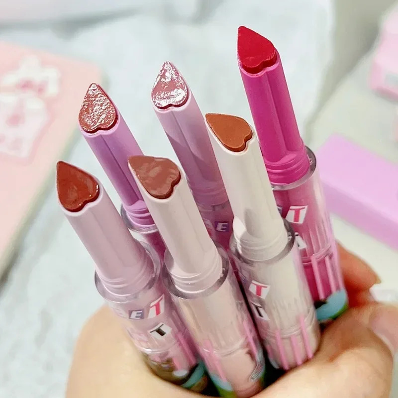 Jelly transparent solid lip gloss waterproof durable heart-shaped non stick cup mirror lipstick pen lipstick cosmetics 240705