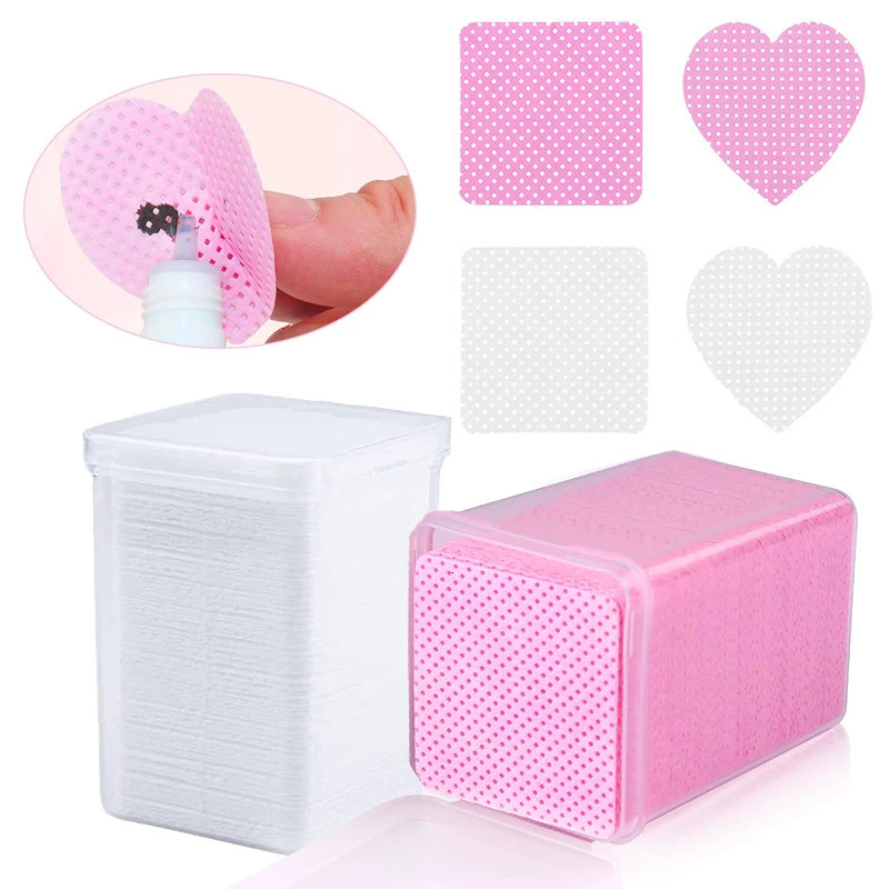 200Pcs/box unlined nail wet towel eyelash extension glue wet towel cleaning cloth non-woven nail gel removing cotton pad 240705
