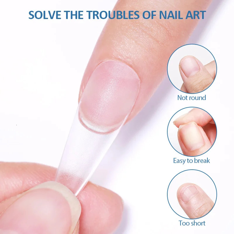KOSKOE 240pcs/box pressed false nail coffin oval square semi matte full cover UV gel nail false tip capsule extension tool 240705