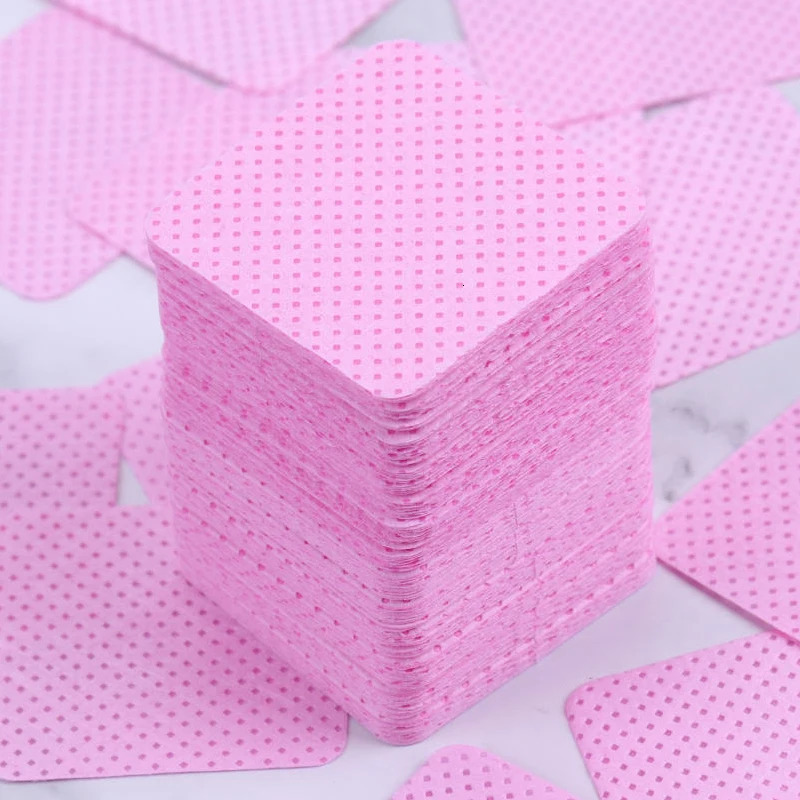 200pcs/box unlined nail wet towel White pink cotton pad gel polishing paper napkin 240705