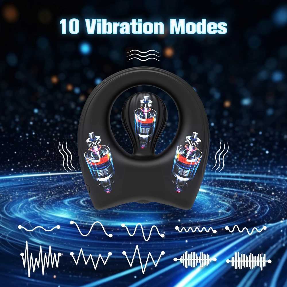 Vibrating Penis Rings Triple Motors Lock Ring Remote Control Vibrator 10 Vibration Modes Enhanced Erection Adult Erotic ToysB240708