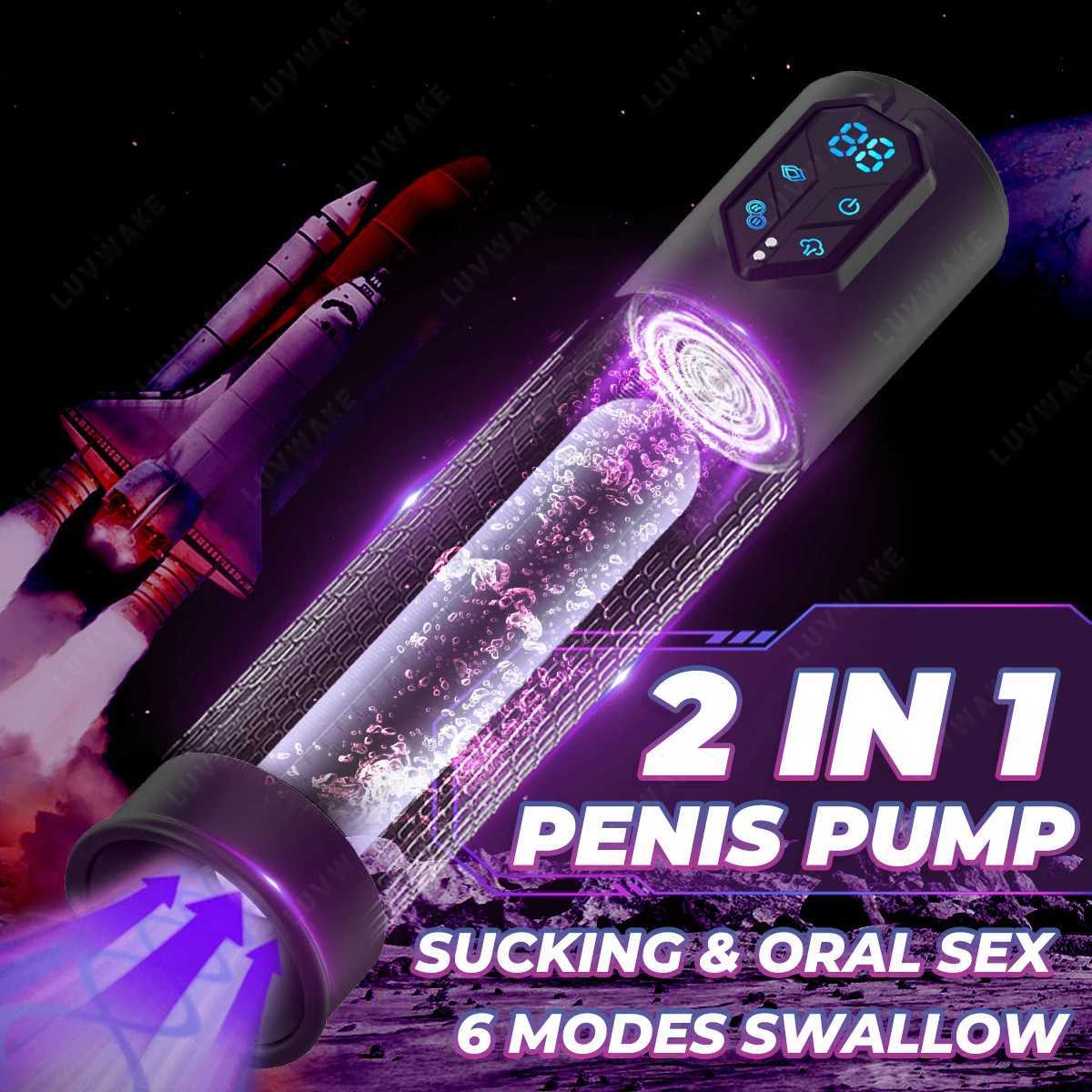 IPX7 Waterproof Electric Pump Penis Erection Enlargement Automatic Vacuum Pump for Men 4 Suction Masturbating sexes Toy for MenB240708