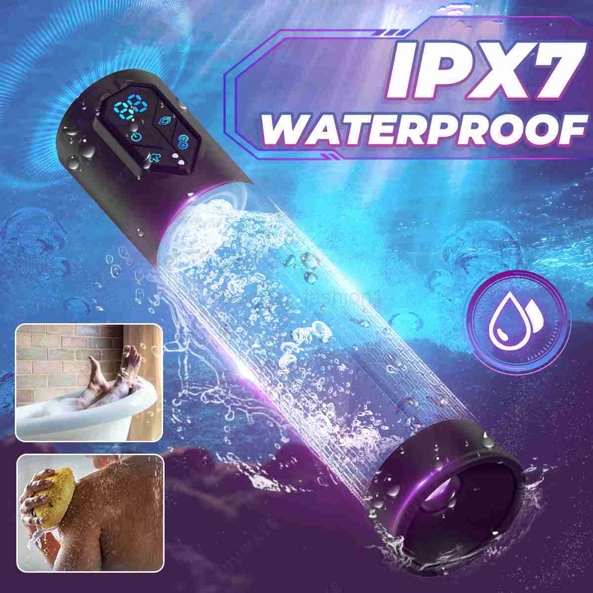 IPX7 Waterproof Electric Pump Penis Erection Enlargement Automatic Vacuum Pump for Men 4 Suction Masturbating sexes Toy for MenB240708