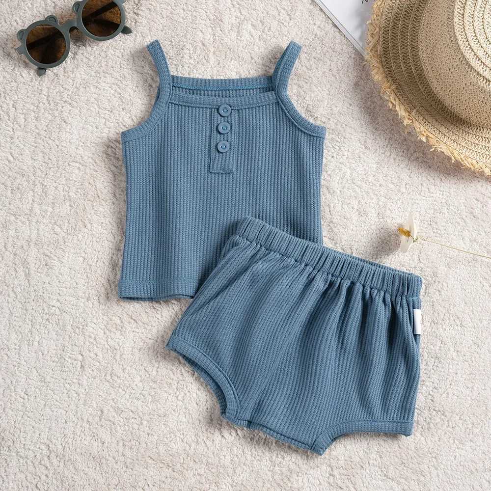 Clothing Sets Baby Clothes Sets Summer Toddler Girl Strap Suits Cotton Solid Baby Boy Tops Tee and Shorts Infant Tracksuit Newborn Sets R240708