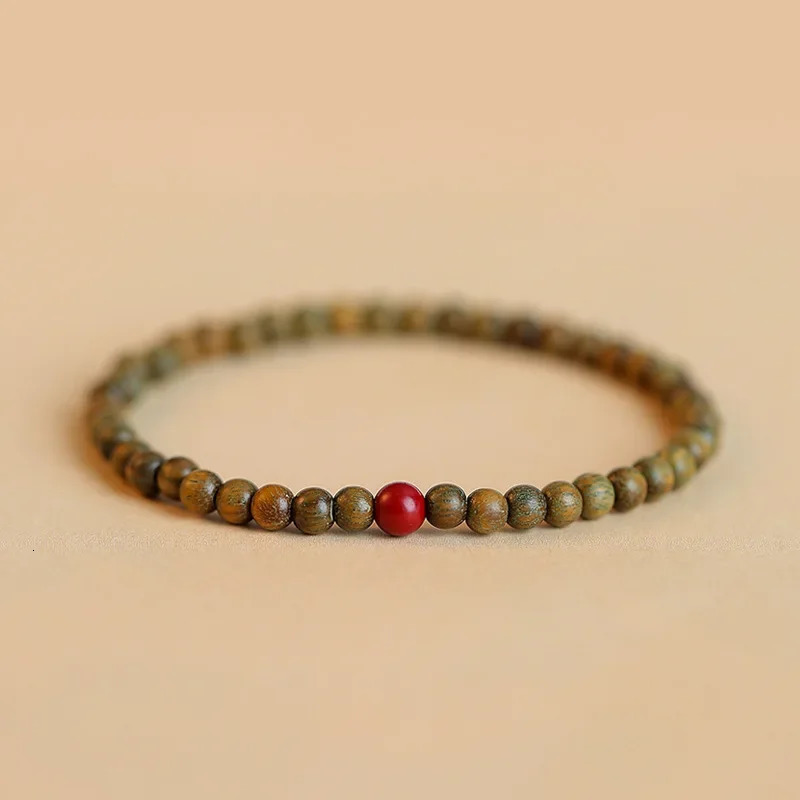 Minimalist Aromatic 4mm Natural Green Sandalwood and Stones Beads Thin Bracelets for Women Men Couples Vintage Jewelry YBR1010 240702