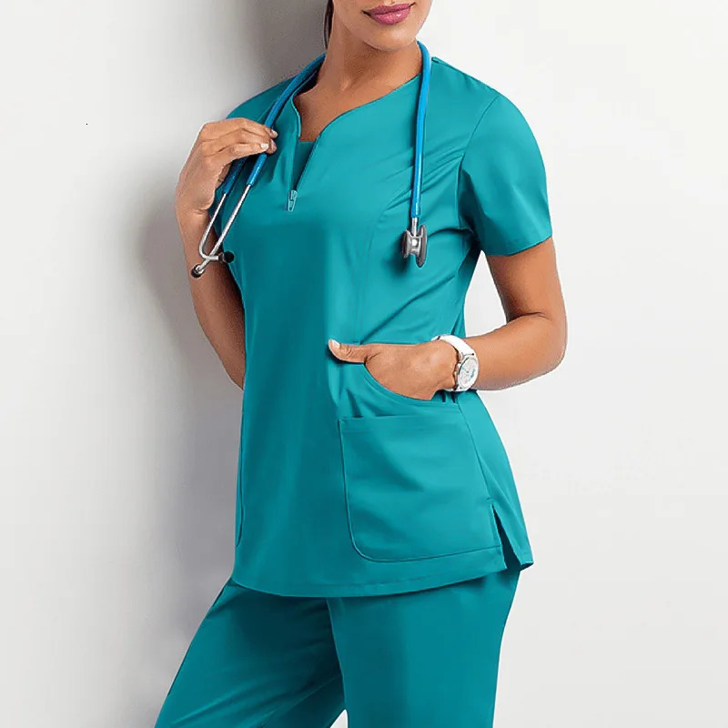Custom Print Scrubs Blouse Women Salon Pet Work Wear Shirts Spa Grooming Institution Blouse Scrubs Tops 240704