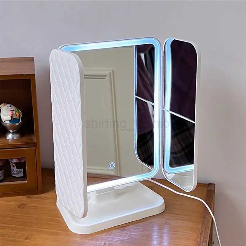 Trifold Makeup Mirror LED Lights Dorm Dressing Mirror Beauty Light up your fill light with Smart Complementary Makeup Mirror TriCL240708