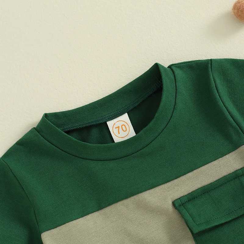 Clothing Sets 2Pcs Baby Boy Summer Tracksuit Outfits Short Sleeve Contrast Color T-Shirt + Pocket Shorts Set Toddler Clothes