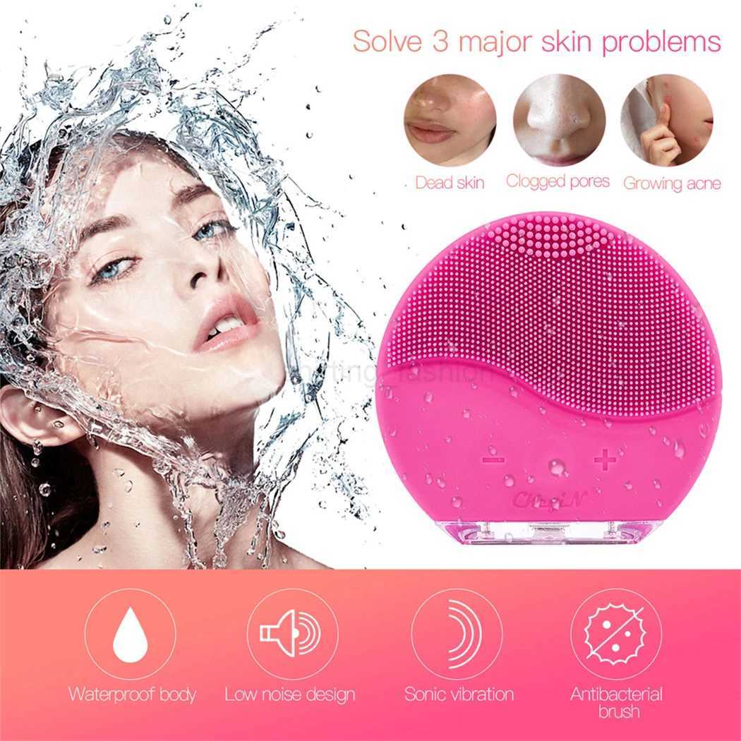 Ckeyin Silicone Face Cleansing Brush Electric Sonic Facial Cleaning Brush Waterproof High-Frequency Vibrating Massager Skin CareCL240708