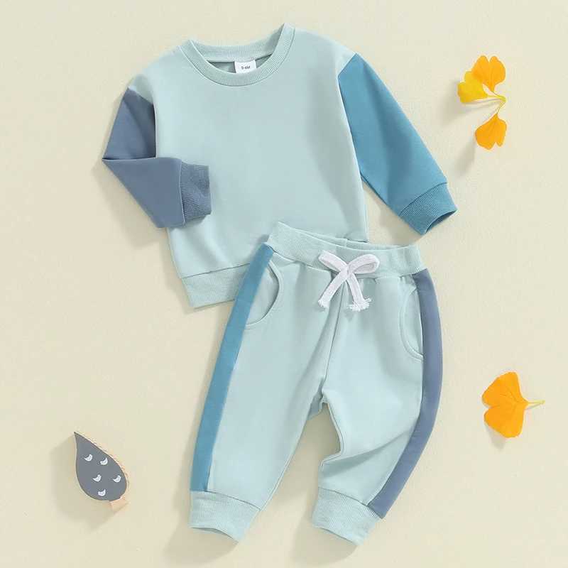 Clothing Sets Toddler Boys Autumn Outfits Contrast Color Long Sleeve Sweatshirts and Long Pants 2Pcs Set Kids Clothes Tracksuits R240708