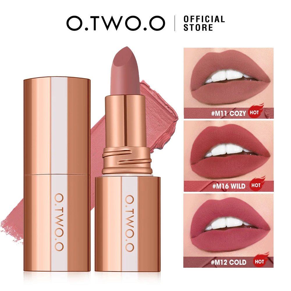 O. Two. O Matte lipstick Lasting Waterproof lipstick Stain Free Classic High Color Velvet Finish Lip Makeup 240705