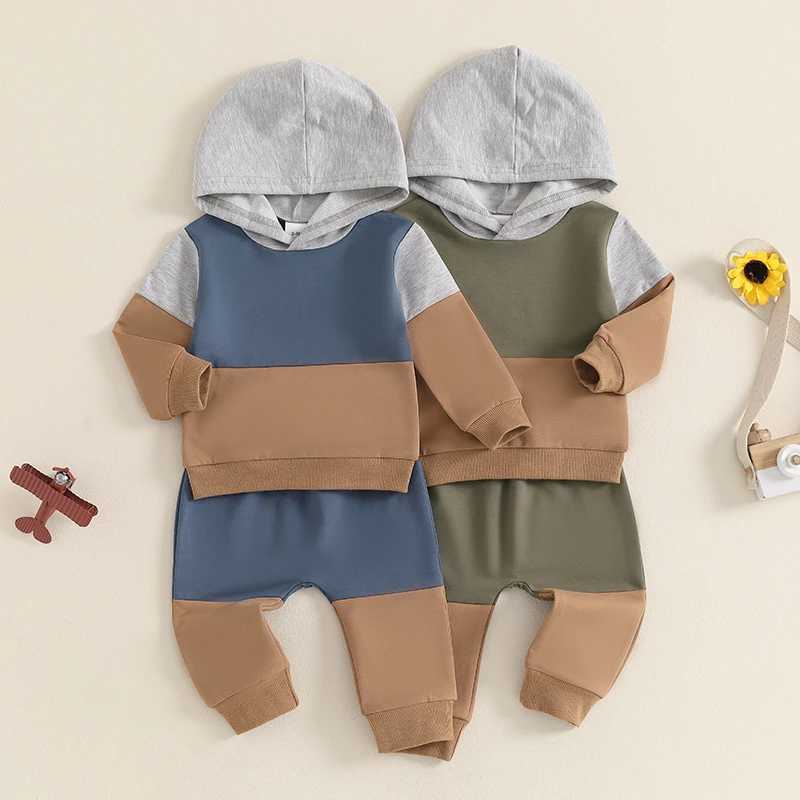 Clothing Sets Baby Boys Pants Set Toddler Tracksuit Contrast Color Long Sleeve Sweatshirt with Elastic Waist Sweatpants Infant Clothes