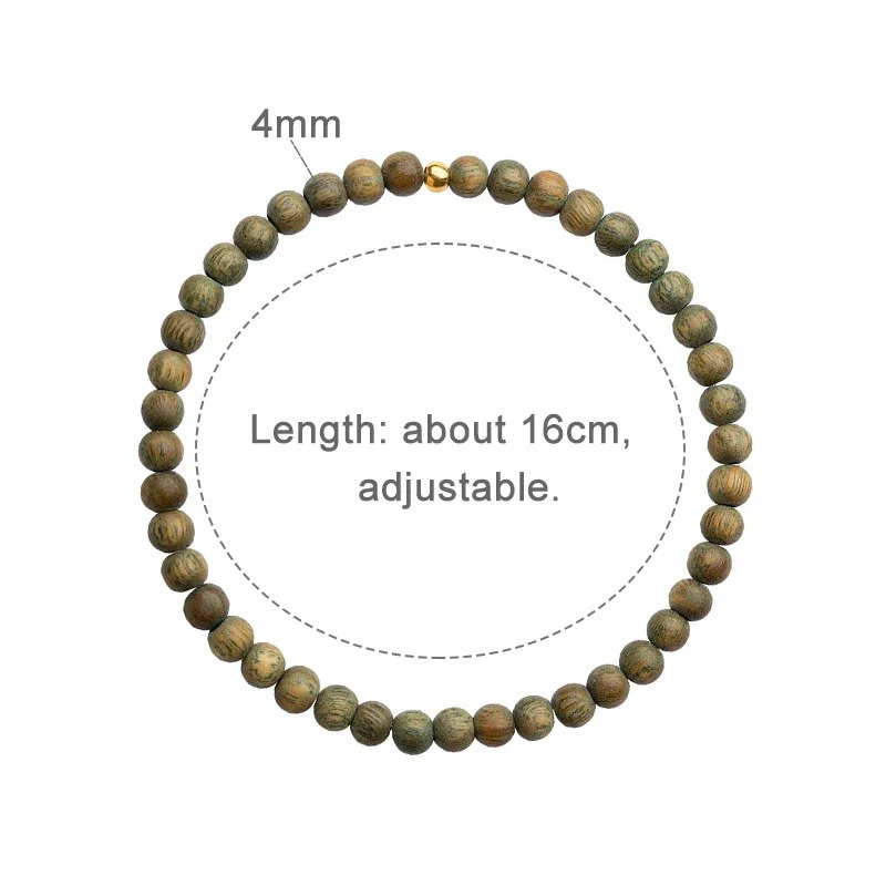 Minimalist Aromatic 4mm Natural Green Sandalwood and Stones Beads Thin Bracelets for Women Men Couples Vintage Jewelry YBR1010 240702