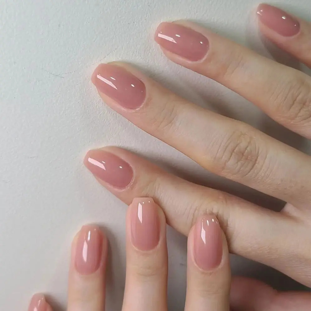 24pcs Nude Pink French White Side False Nails Short Simple Nail Beauty Press False Nails Full Cover Artificial Nail Tips 240705
